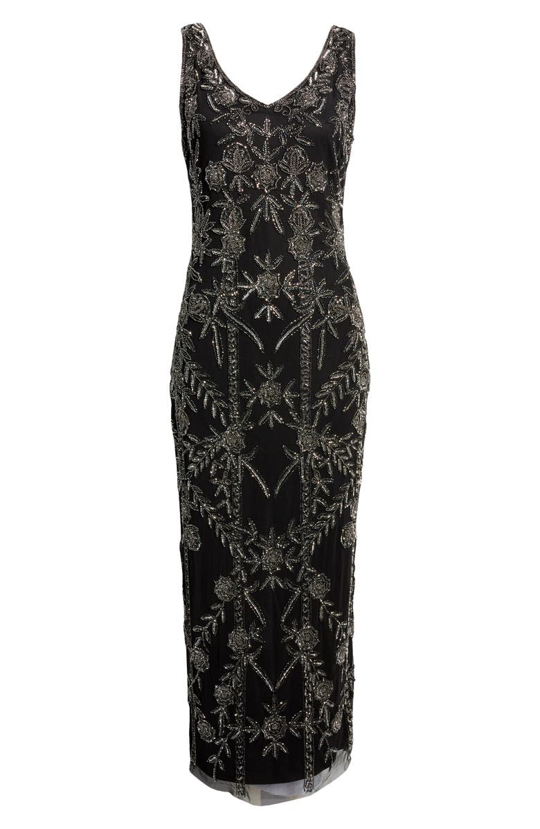 Pisarro Nights Beaded Mesh Gown, Alternate, color,