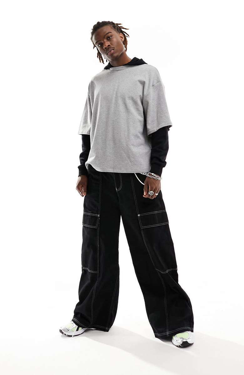 ASOS DESIGN Oversize Double Layer Hoodie, Alternate, color,