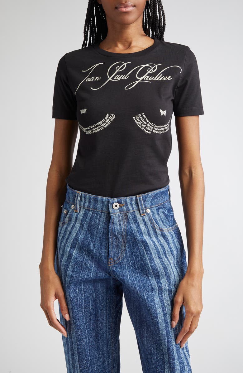 Jean Paul Gaultier Tattoo Poem Graphic Baby Tee, Main, color, 