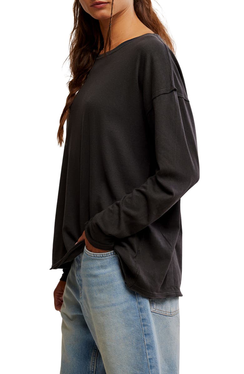 Free People Nina Long Sleeve T-Shirt, Alternate, color, Black