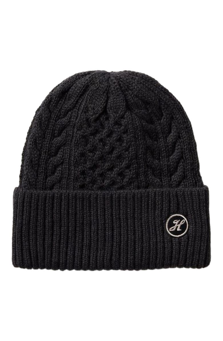 Hemlock Vulcan Cable Knit Beanie, Main, color, Black