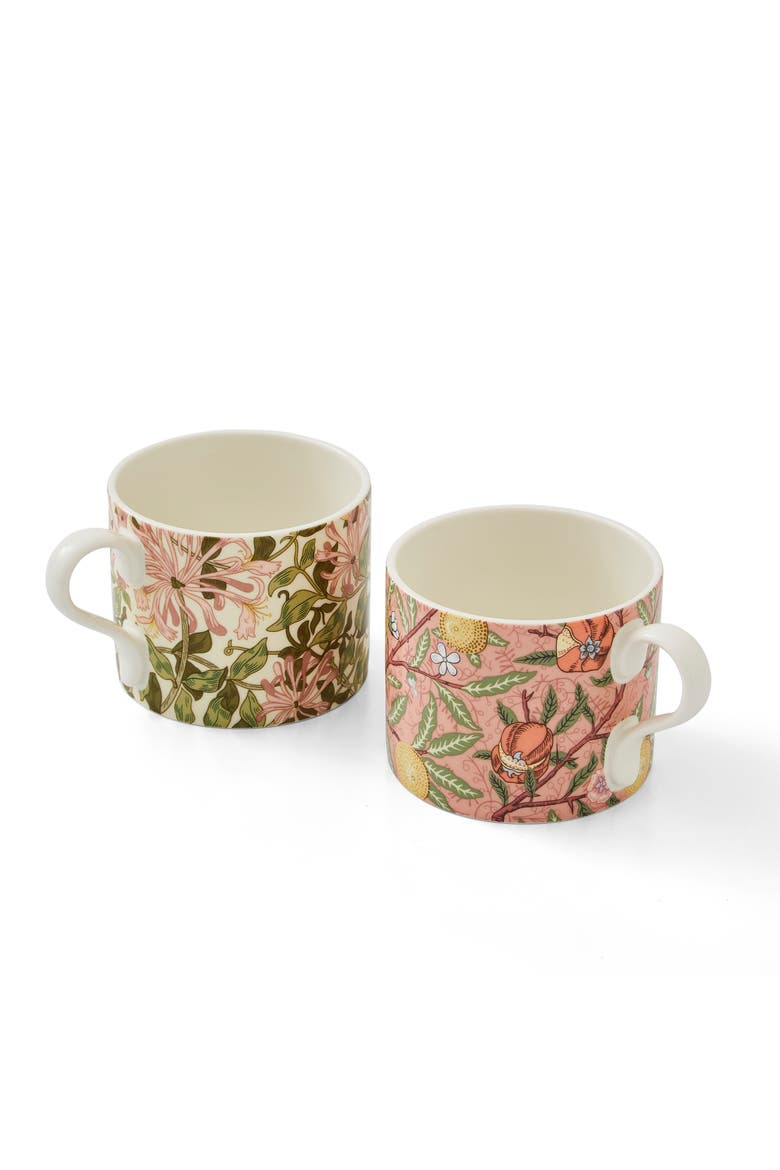 Morris & Co Set of 2 Porcelain Mugs, 12 oz, Alternate, color, Fruit & Honeysuckle