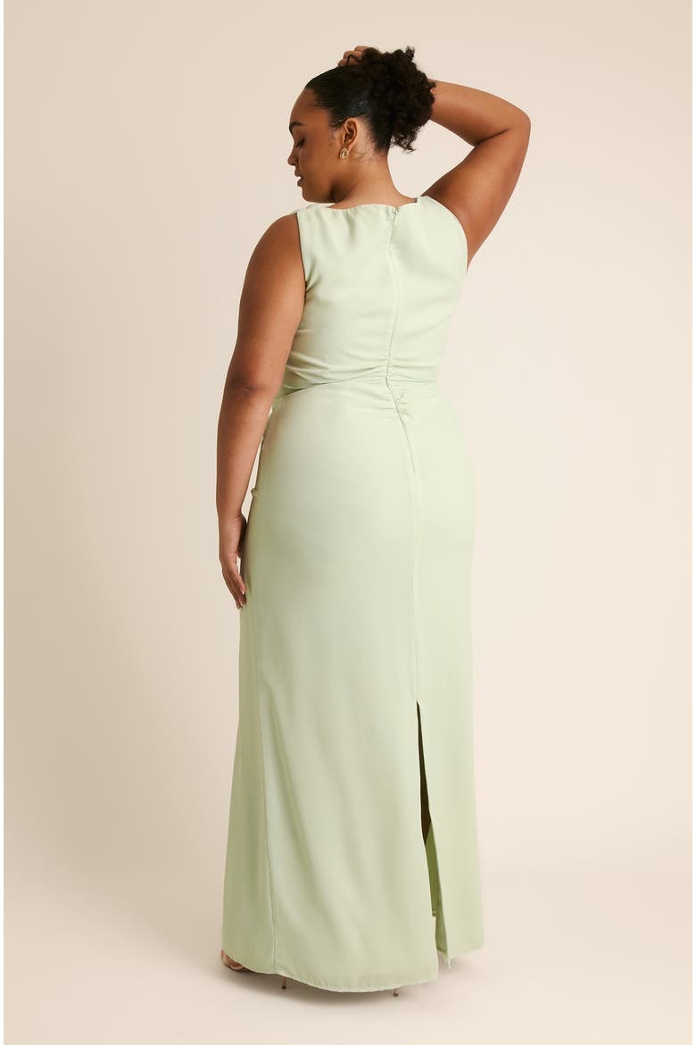 Twist Asym Chiffon Bridesmaid Dress, Alternate, color, Mint Green