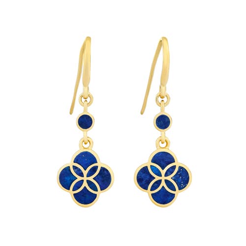 Jan Leslie Petal Gemstone With 18k Gold Overlay Sterling Drop Earring In Blue