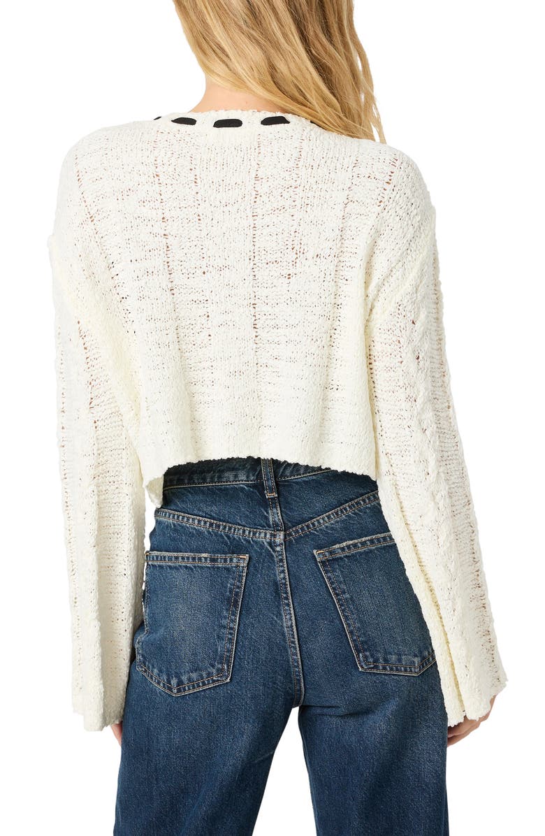 Lush Textured Cable Stitch Sweater, Alternate, color, Cream Black