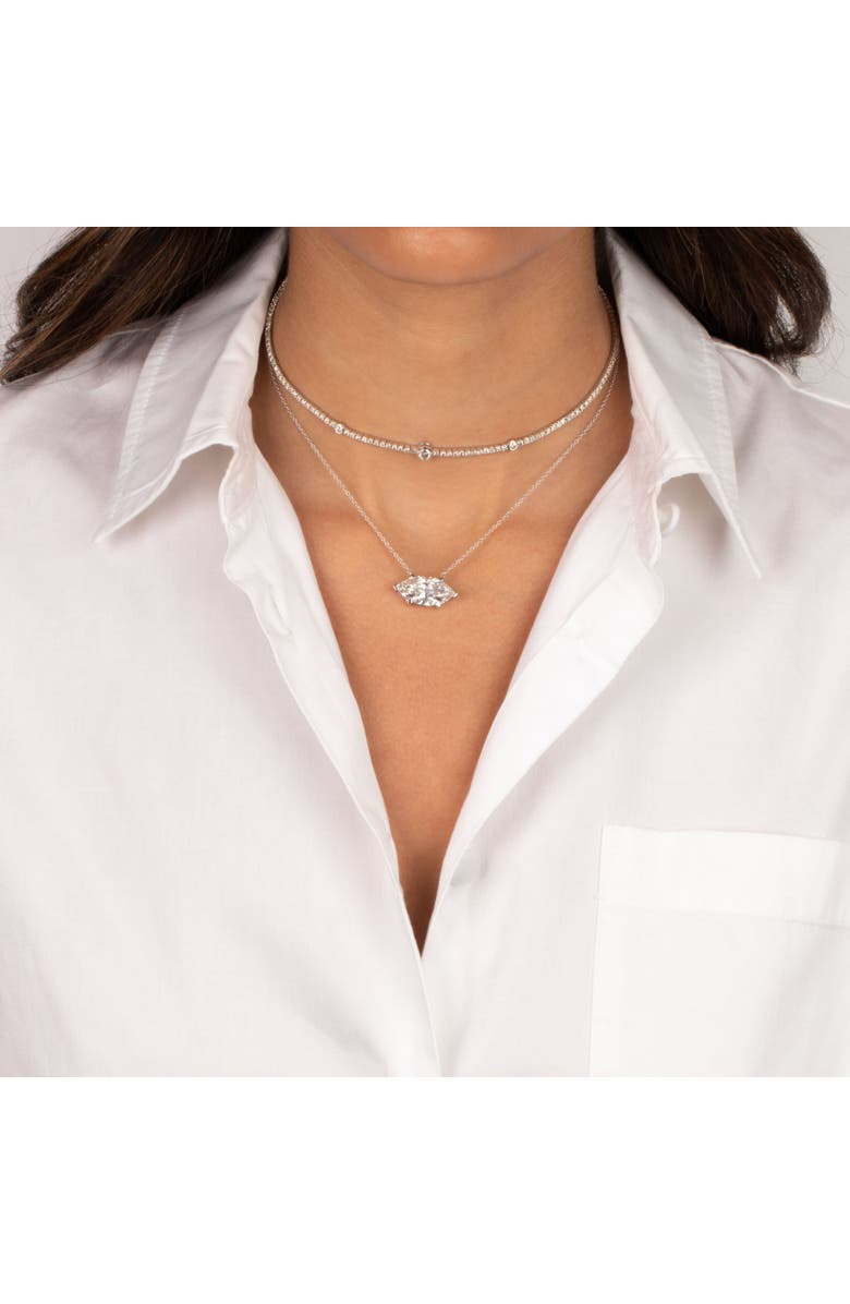 BY ADINA EDEN Lab Grown Diamond Marquise Sideway Pendant Necklace 14K, Alternate, color, 14K White Gold