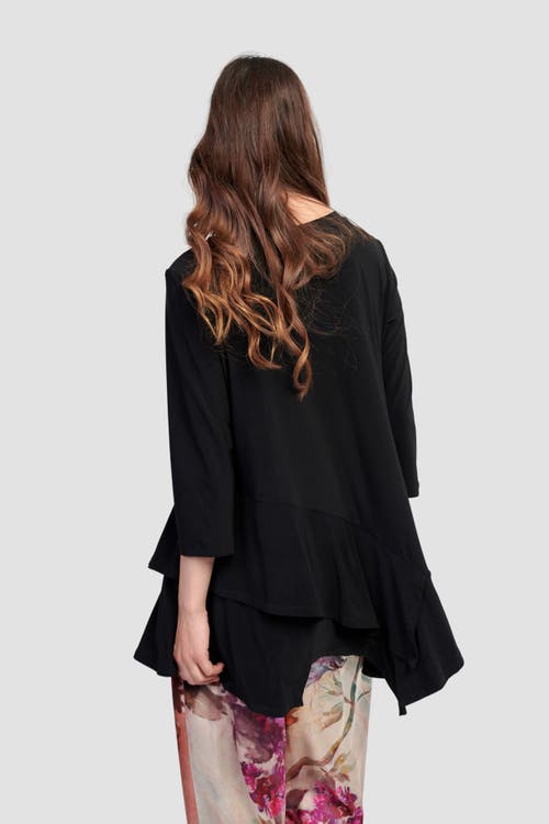 Alembika Asymmetric Peplum Tee In Black