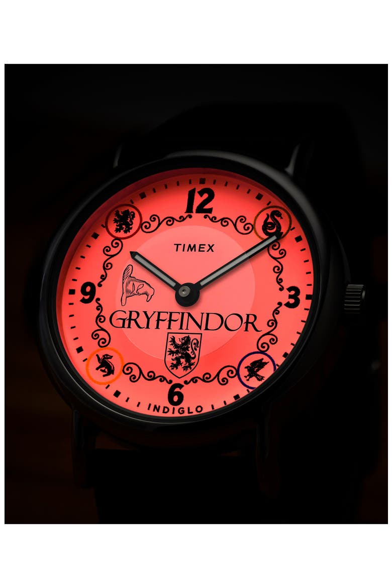 Harry Potter x Timex Weekender 38mm Leather Strap Watch, Alternate, color, GRYFFINDOR