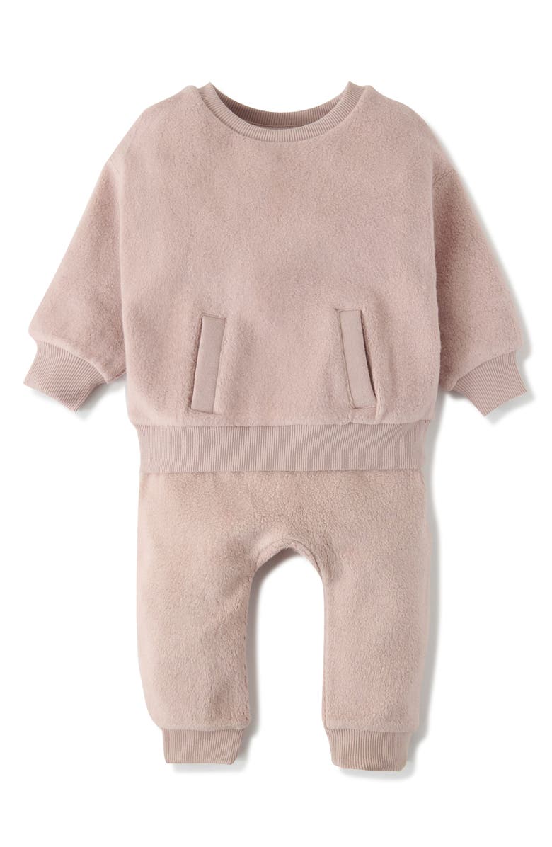 Pehr Organic Cotton Teddy Fleece Joggers, Alternate, color, Rose Pink
