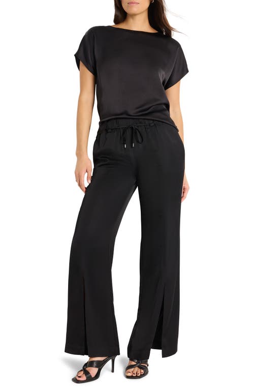 Nic + Zoe Nic+zoe Day Gloss Woven Tee In Black Onyx