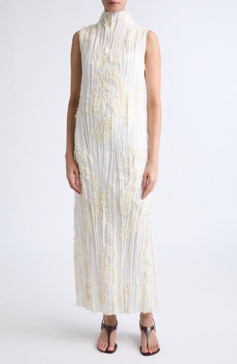 Nala Cotton & Silk Blend Eyelash Plissé Gown
