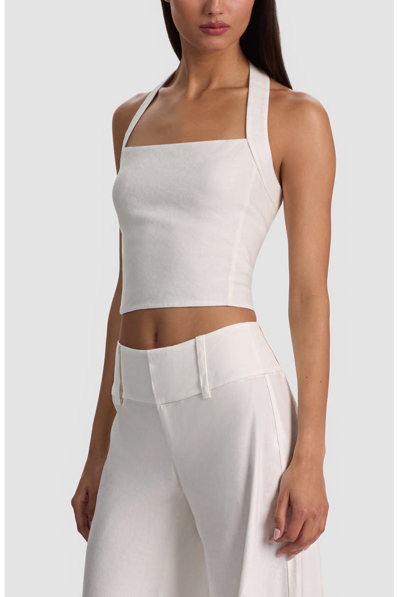 Fiona Crop Halter Top, Alternate, color, OFF WHITE