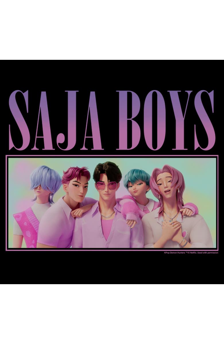 KPop Demon Hunters Junior's KPop Demon Hunters Saja Boys Group Shot  Graphic T-Shirt, Alternate, color, Black