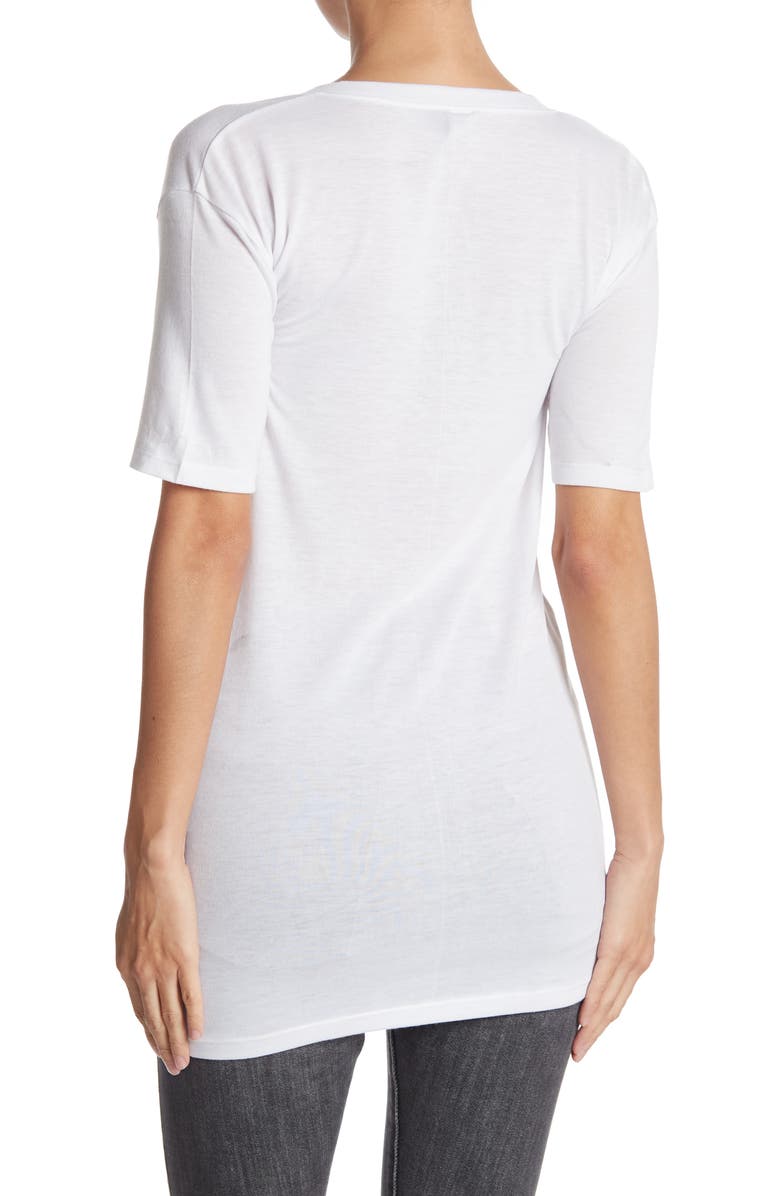 GO COUTURE Deep V-Neck Boyfriend Tee, Alternate, color, Black Print 1