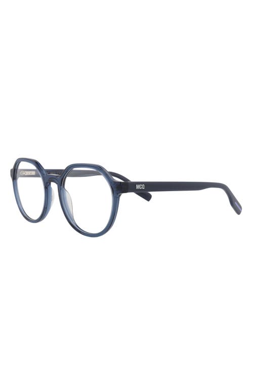 Alexander Mcqueen Mcqueen 51mm Round Optical Glasses In Blue Blue Transparent