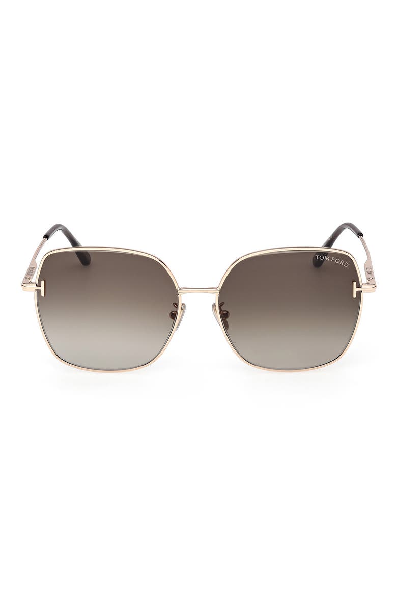 59mm Gradient Square Sunglasses, Main, color, SHINY ROSE GOLD / GRADIENT BROWN