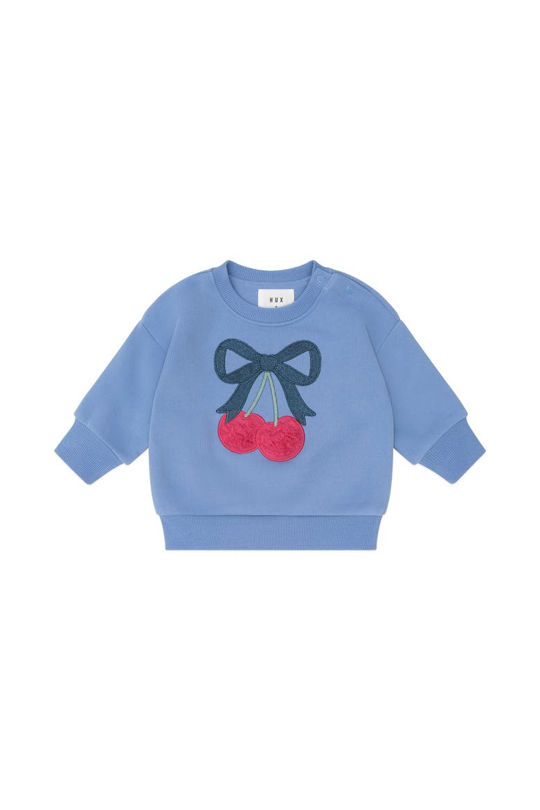Cherry Bow Sweatshirt, Main, color, Bijou Blue