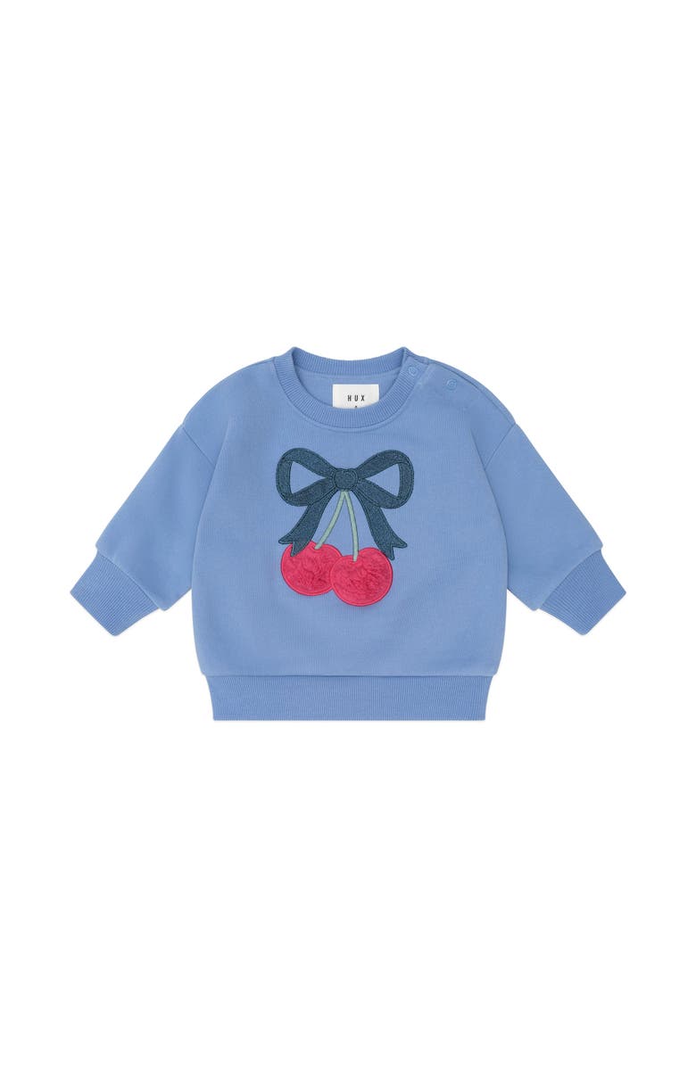 Huxbaby Cherry Bow Sweatshirt, Main, color, Bijou Blue