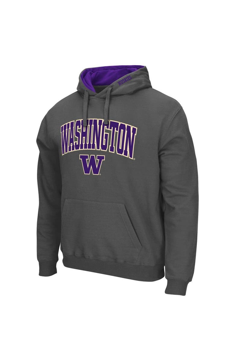 COLOSSEUM Men's Colosseum Charcoal Washington Huskies Arch & Logo 3.0 Pullover Hoodie, Alternate, color, Charcoal