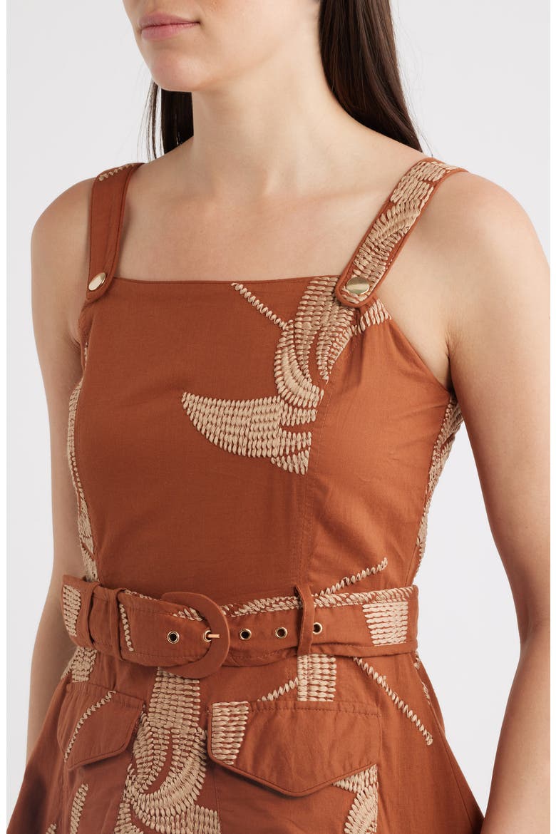 Kenny Embroidered Minidress, Alternate, color, CARAMEL