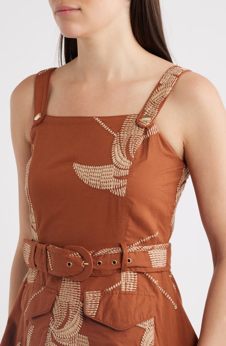 CIEBON Kenny Embroidered Minidress, Alternate, color, Caramel