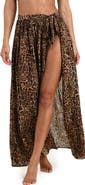 L'AGENCE Klaire Leopard Maxi Skirt Cover-Up