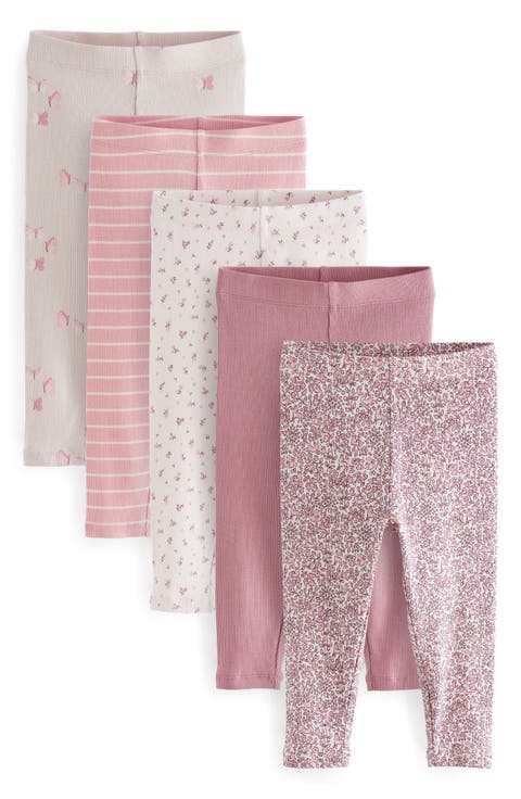 Kids' Assorted Floral 5-Pack Rib Leggings (Baby & Little Kid)