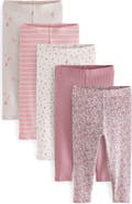 NEXT Kids' Assorted Floral 5-Pack Rib Leggings