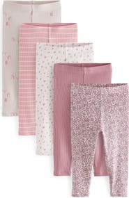 NEXT Kids' Assorted Floral 5-Pack Rib Leggings