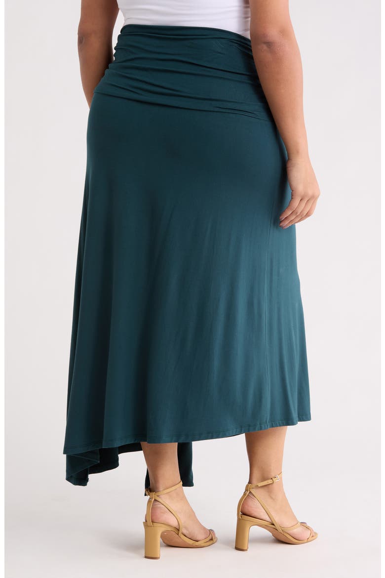 Draped Asymmetric Stretch Modal Midi Skirt, Alternate, color, HUNTER GREEN