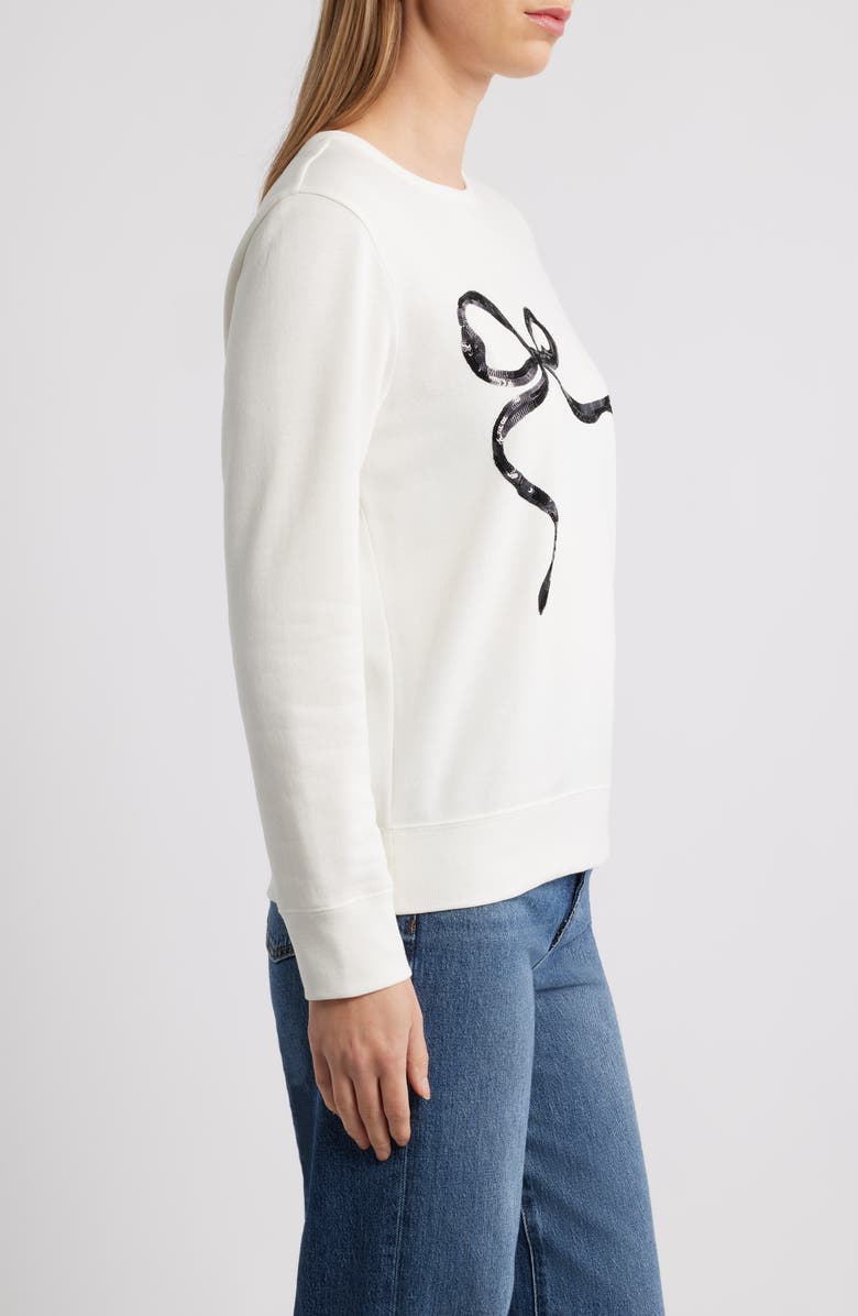 Caslon<sup>®</sup> Sequin Bow Sweatshirt, Alternate, color, Ivory Pristine Sequin Bow