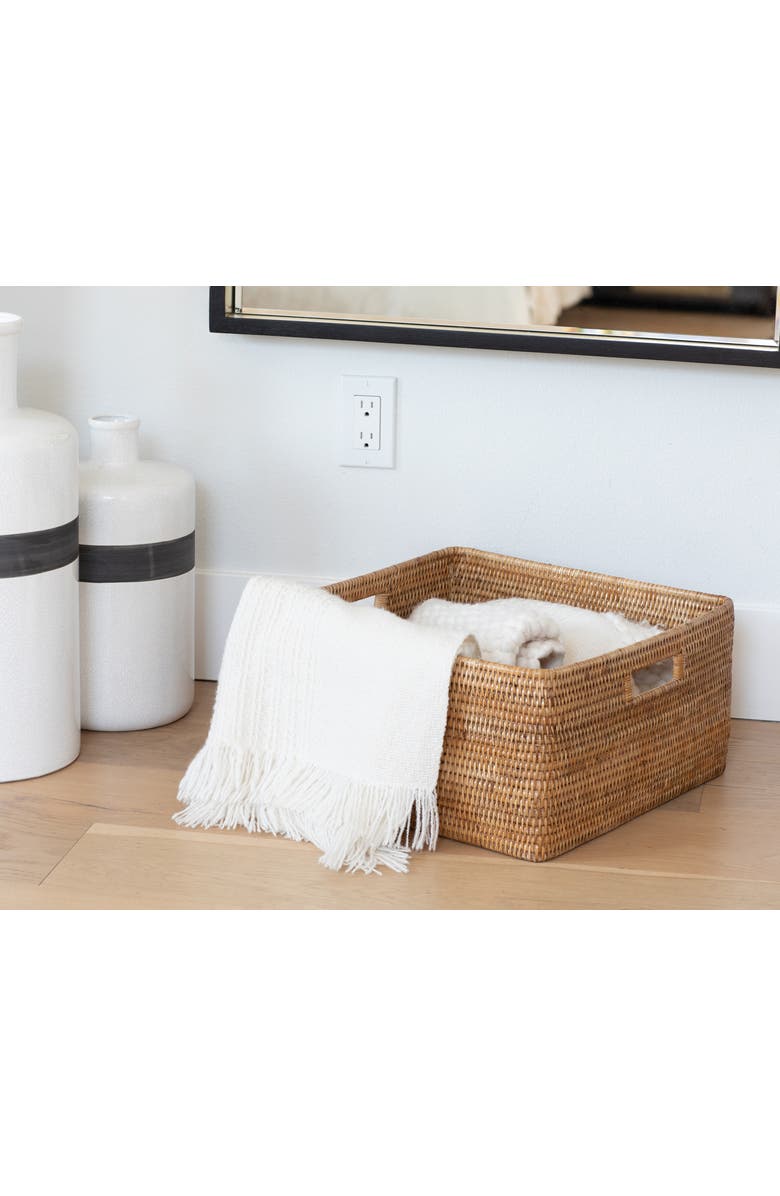 Artifacts Trading Company<sup>™</sup> Artifacts Rattan Square Storage Basket with Rounded Corners, Alternate, color, Honey Brown