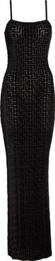 Balmain Monogram Velvet Jacquard Dress