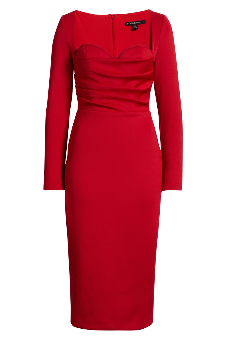 Zanry Long Sleeve Midi Dress, Alternate, color, CRIMSON