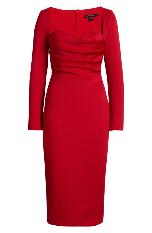 Black Halo Zanry Long Sleeve Midi Dress In Red