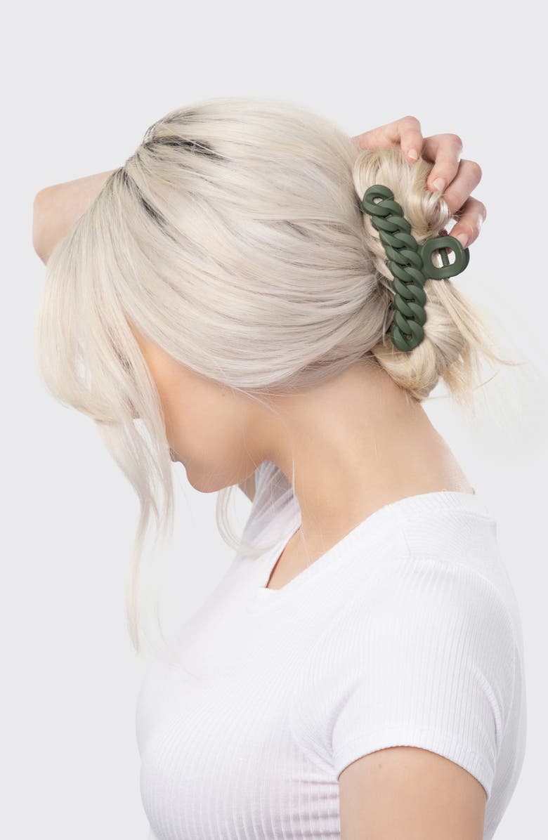 Kitsch 3-Pack Assorted Chain Claw Clips, Alternate, color, Black & Moss