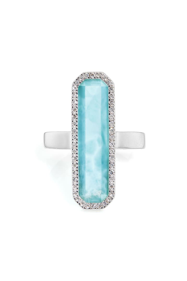 Naida Diamond & Larimar Cocktail Ring, Main, color, SILVER/ DIAMOND / LARIMAR