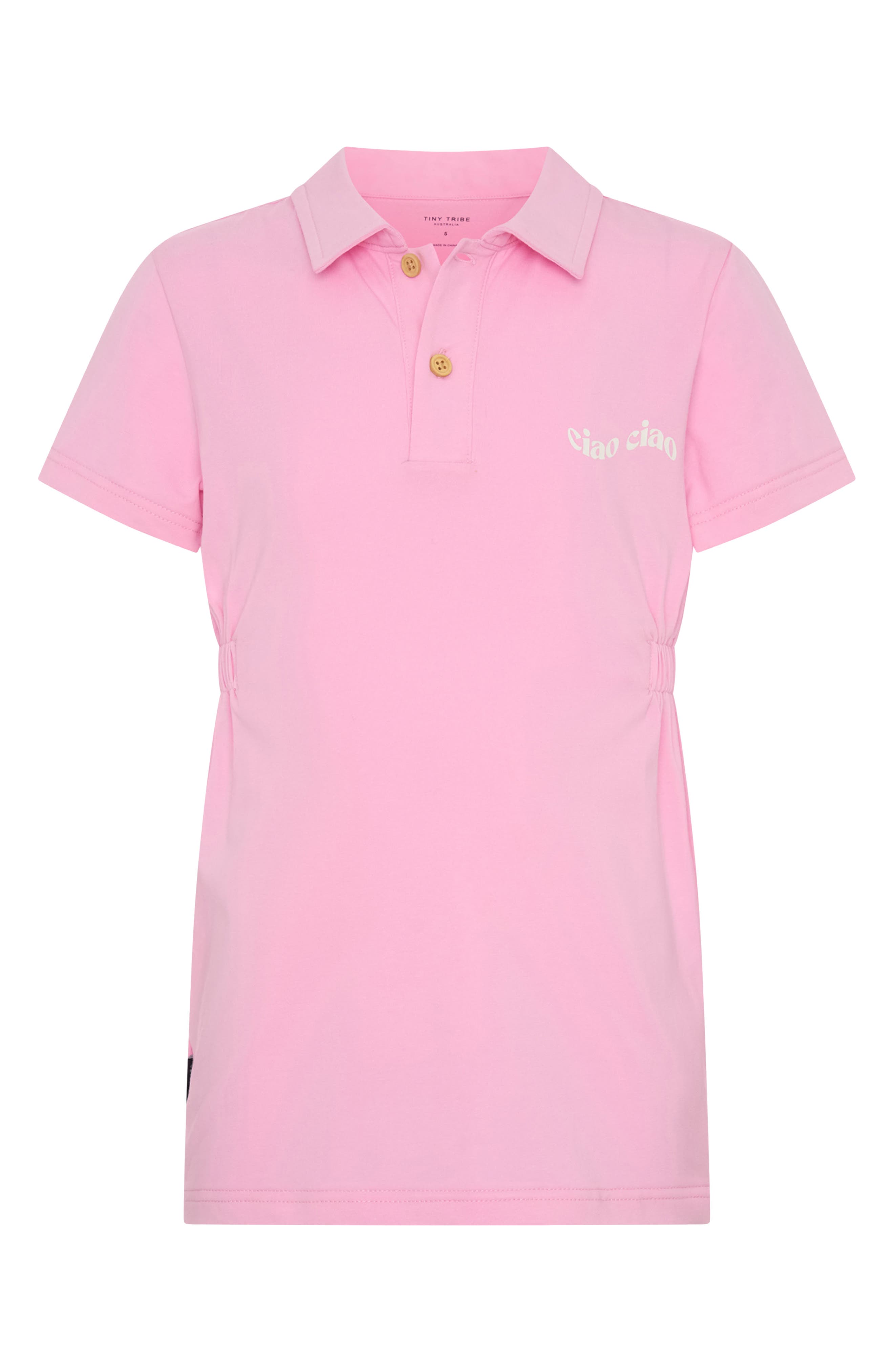 TINY TRIBE Kids' Ciao Cotton Graphic Polo Dress