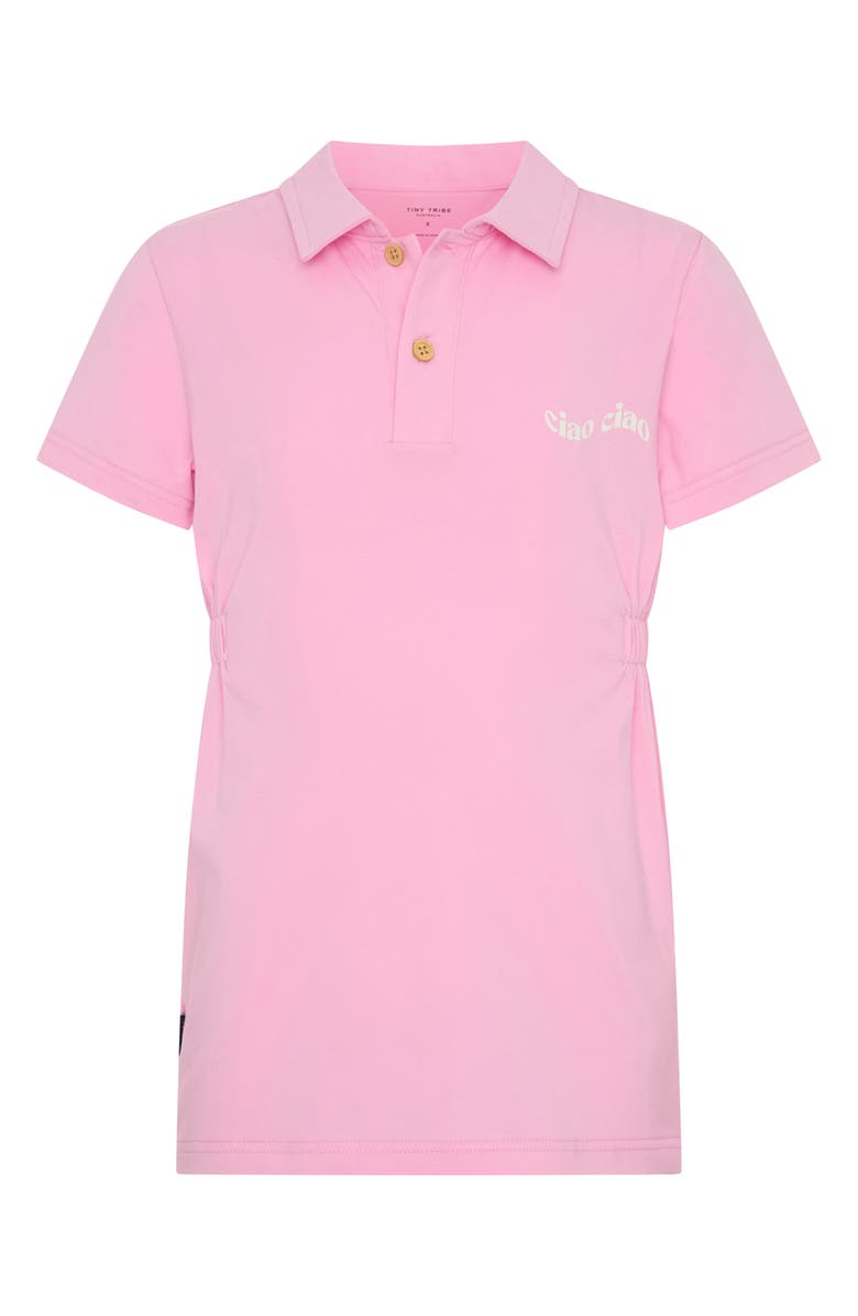 TINY TRIBE Kids' Ciao Cotton Graphic Polo Dress, Main, color, Pink