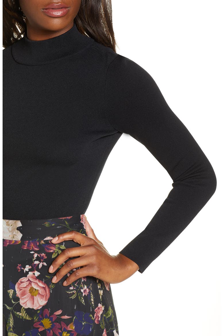 Mock Neck Long Sleeve Sweater, Alternate, color, BLACK