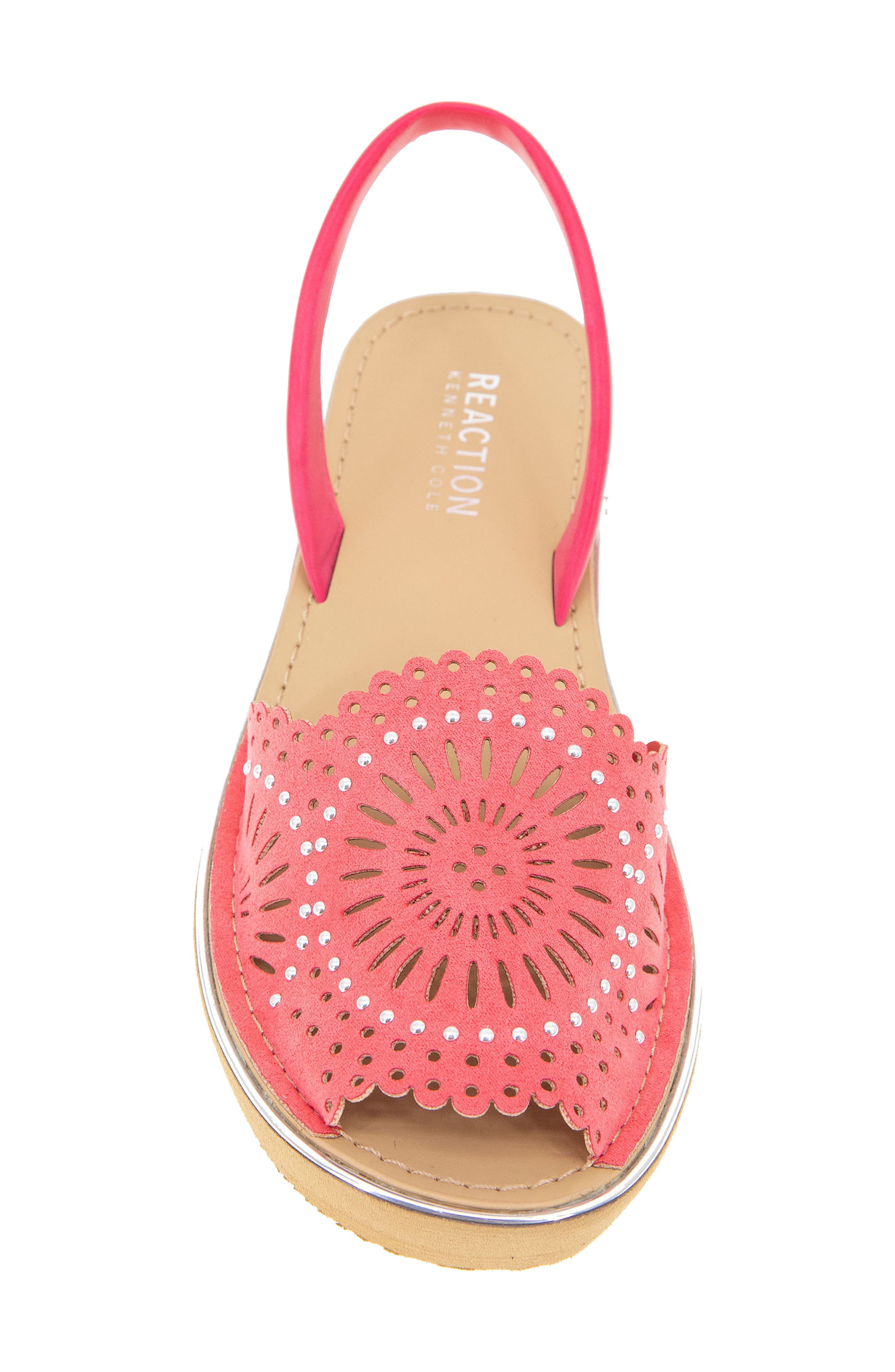 Fine Glass Foil Laser Wedge Sandal, Alternate, color, GERANIUM MICRO
