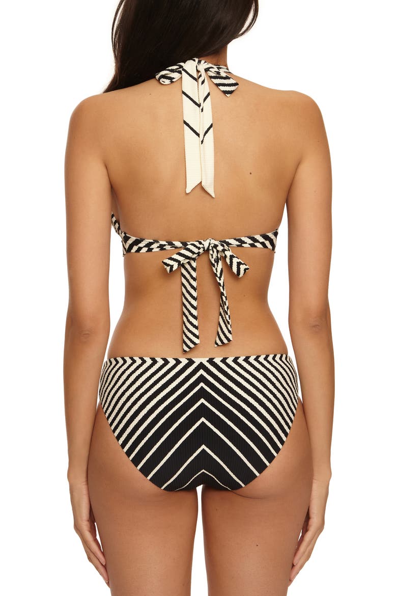 Net Stripe Halter Rib Bikini Top, Alternate, color, BLACK/ VANILLA