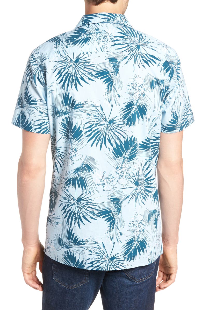 1901 Trim Fit Palm Print Camp Shirt, Alternate, color, 