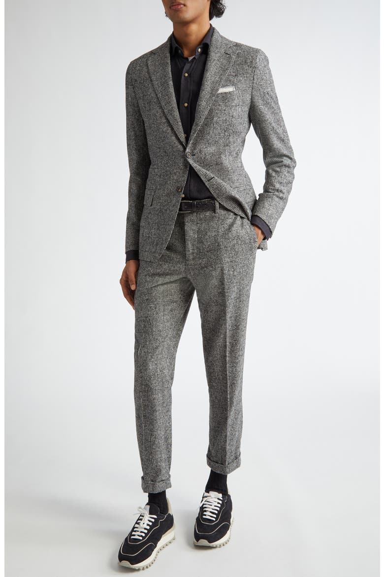 Prince of Wales Alpaca Blend Suit, Main, color, CARBON