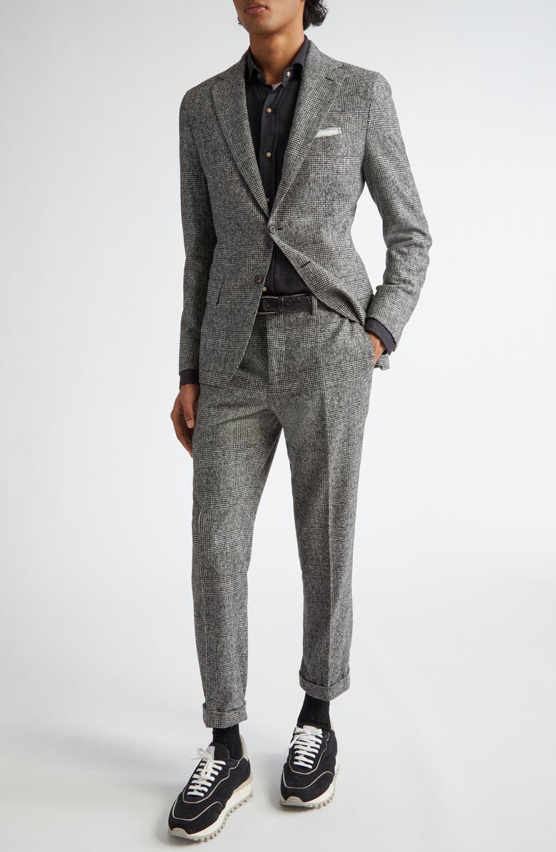 Eleventy Prince of Wales Alpaca Blend Suit, Main, color, Carbon