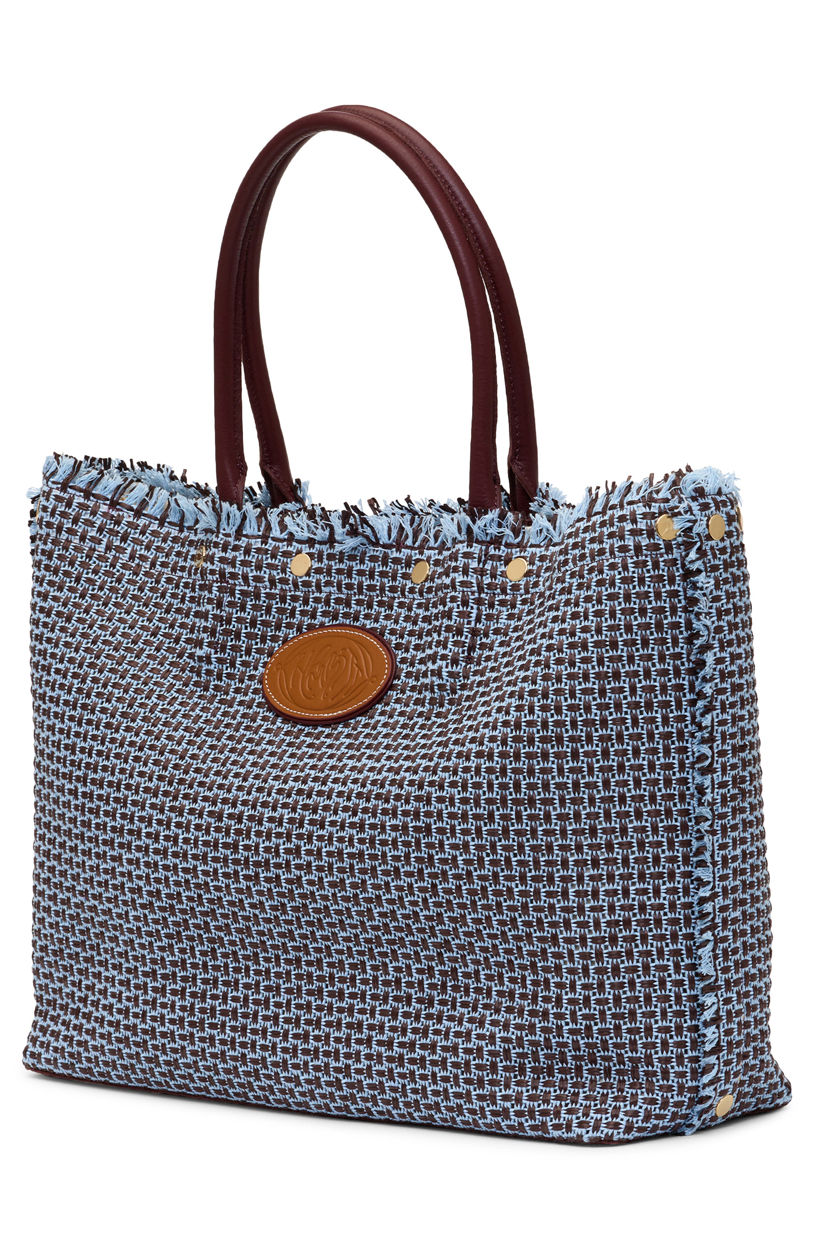 HAMMITT Olympia Woven Totel, Alternate, color, Blueberry Sorbet/ Gold