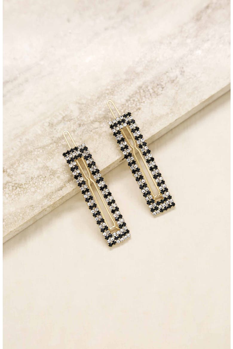 Cubic Zirconia 2-Pack Barrettes, Alternate, color, BLACK