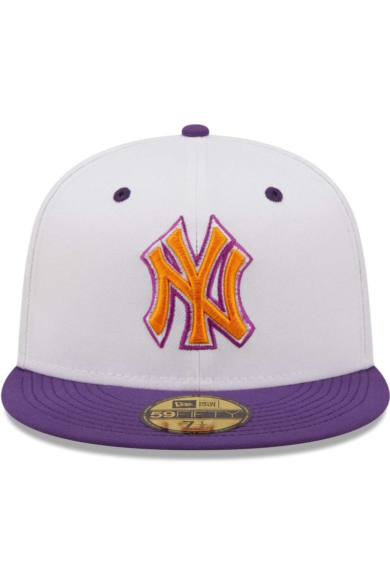 Men's New Era White/Purple New York Yankees 2000 World Series Grape Lolli 59FIFTY Fitted Hat, Alternate, color, White