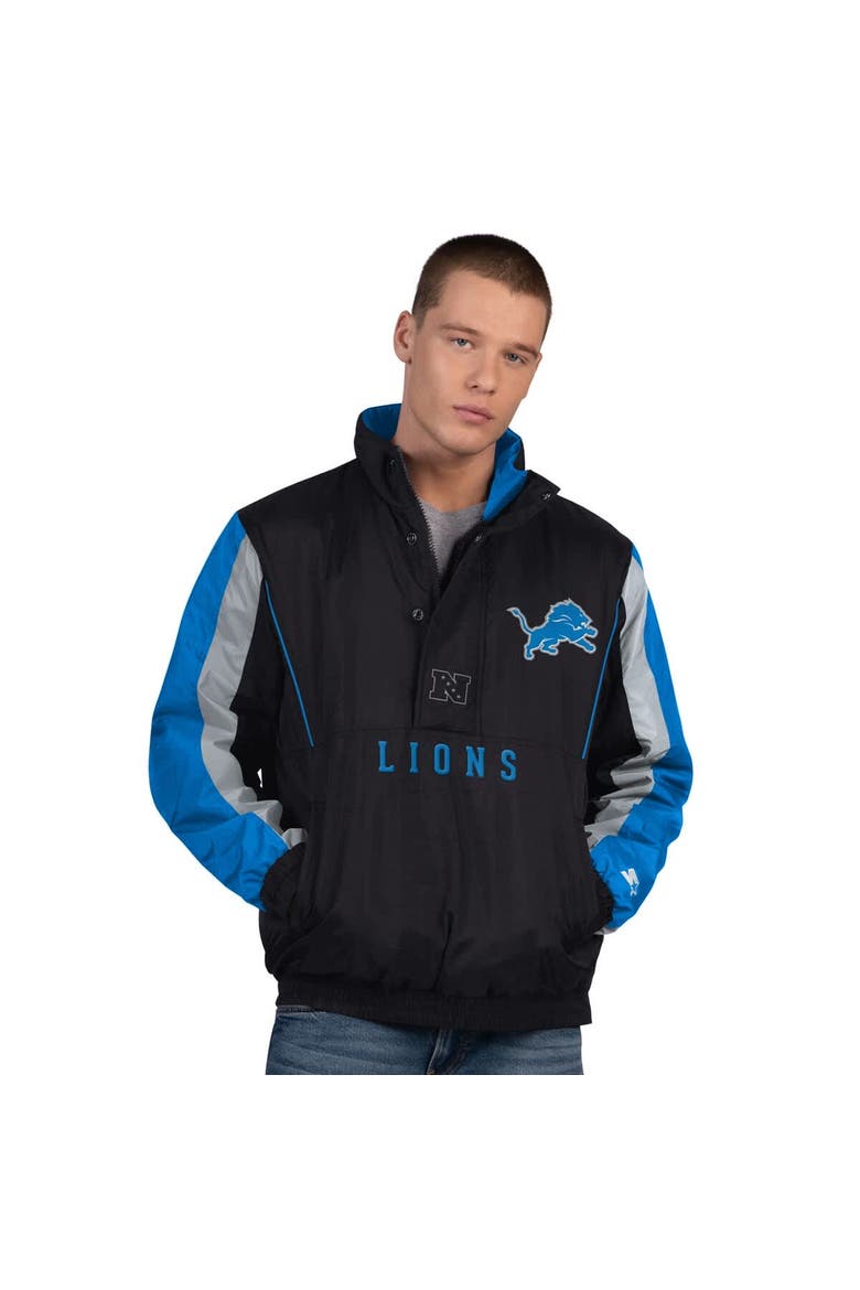 Men's Starter  Black Detroit Lions Thursday Night Gridiron Half-Zip Jacket, Main, color, Black