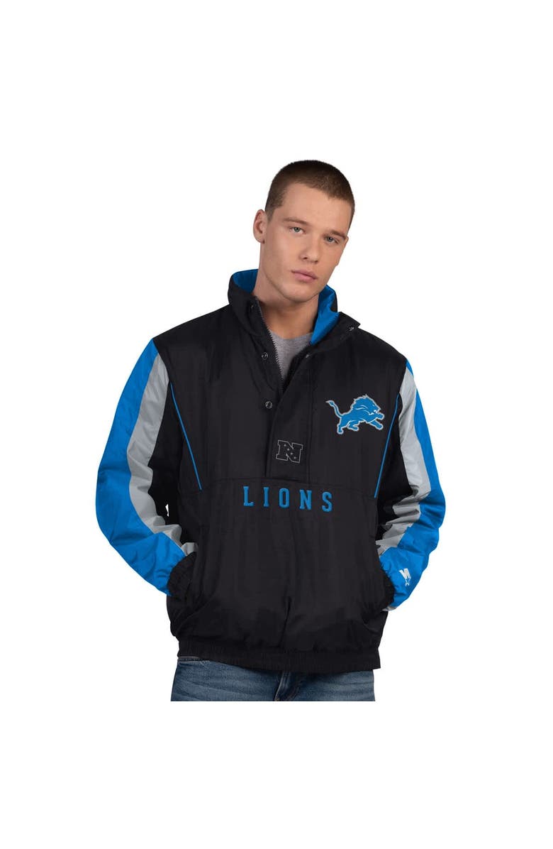 STARTER Men's Starter Black Detroit Lions Thursday Night Gridiron Half-Zip Jacket, Main, color, Black